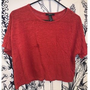 Dark orange short sleeve crop top